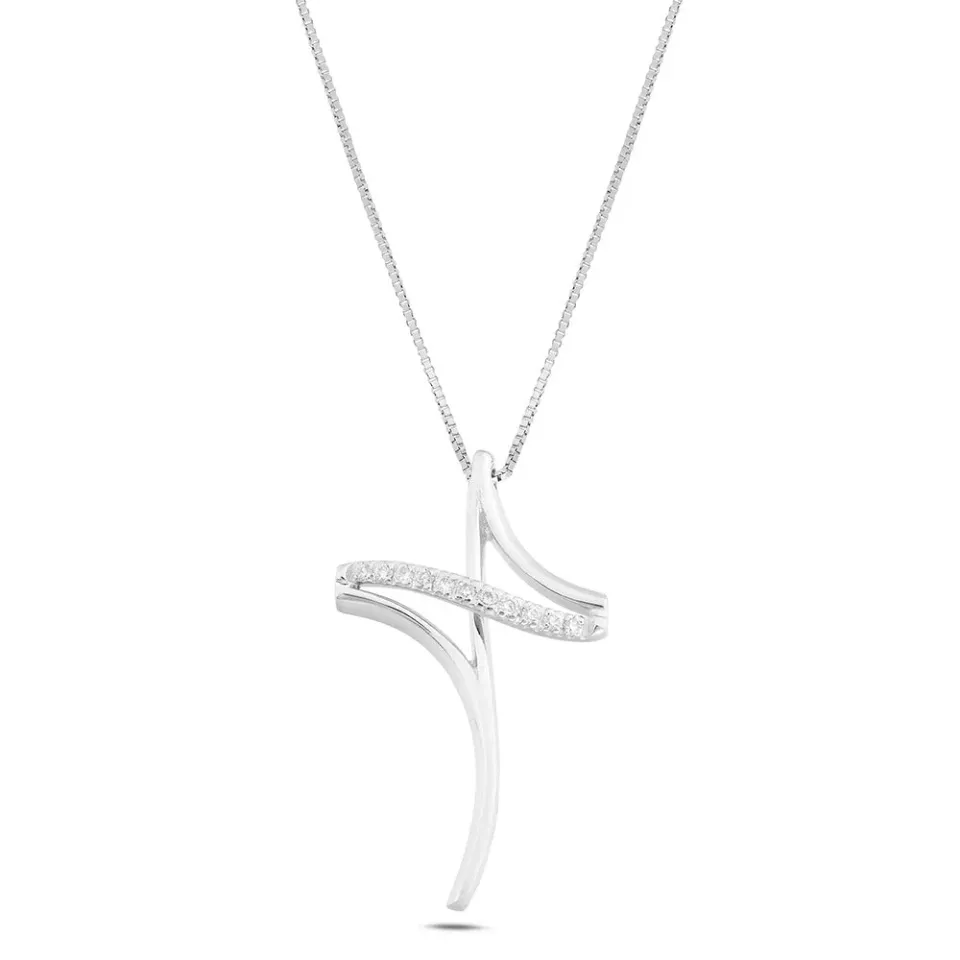 Sinico Eterea Croce Collana Oro Bianco Diamanti 42 cm