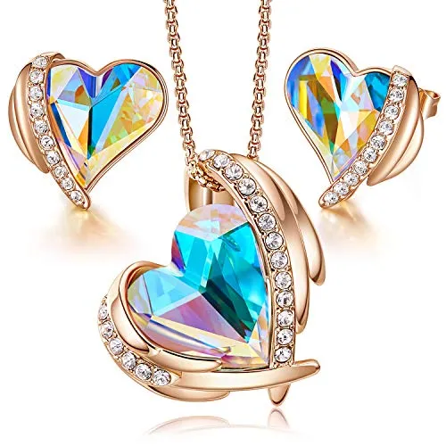 CDE Cuore parure collana e orecchini oro rosa cristalli