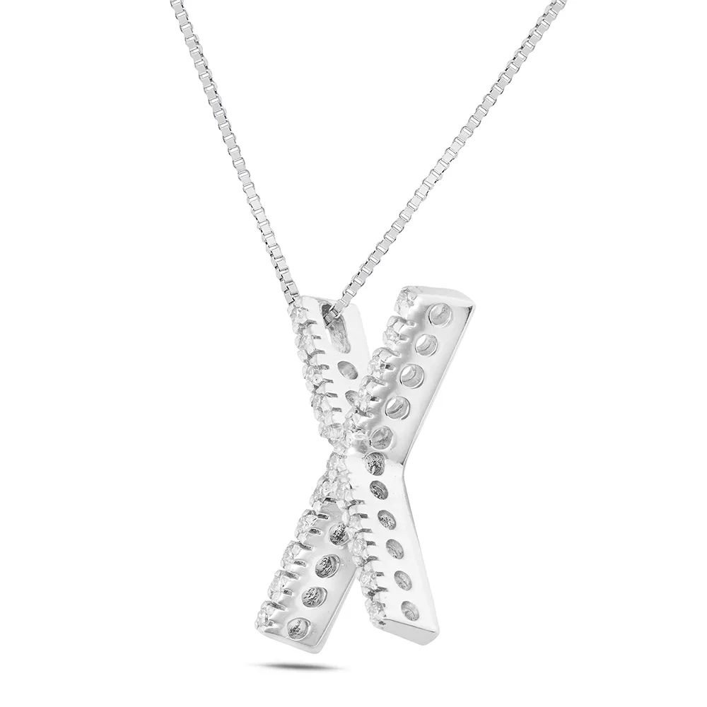 Sinico Letters collana oro bianco lettera X diamanti