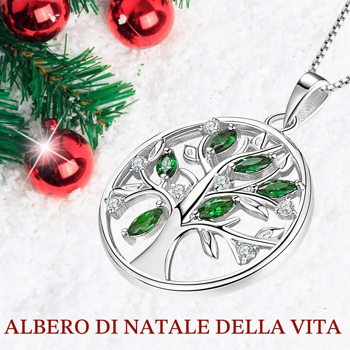 YL Albero della Vita collana argento 925 smeraldo