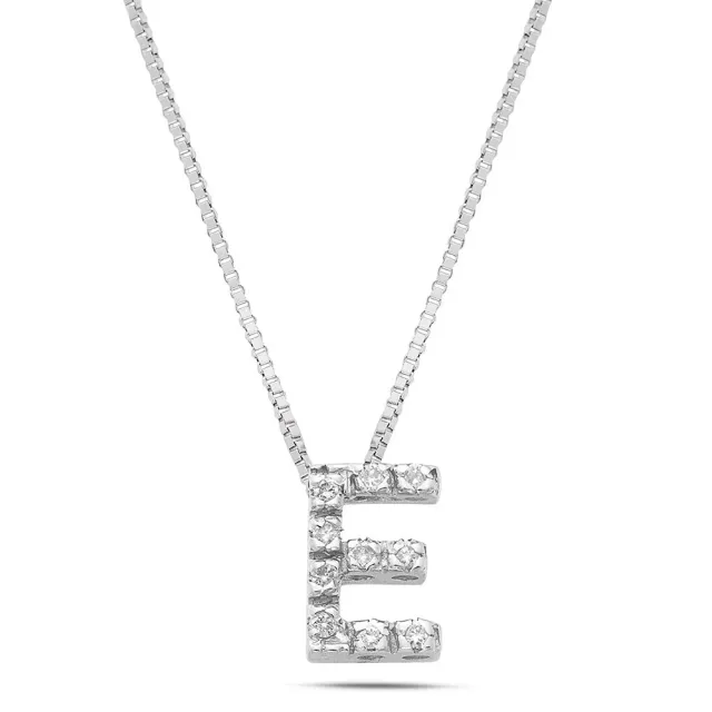 Sinico Letters lettera E piccola collana oro 42 cm diamanti