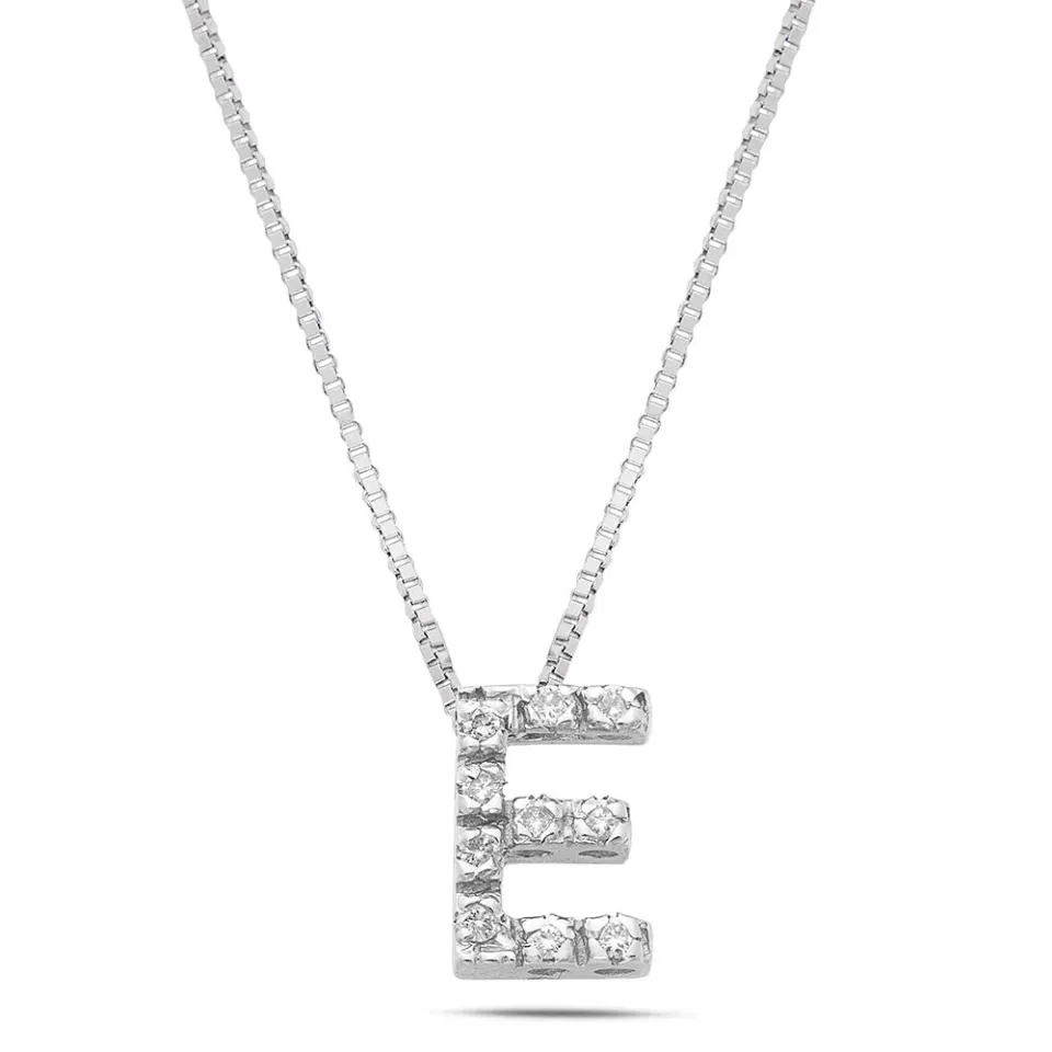 Sinico Letters lettera E piccola collana oro 42 cm diamanti