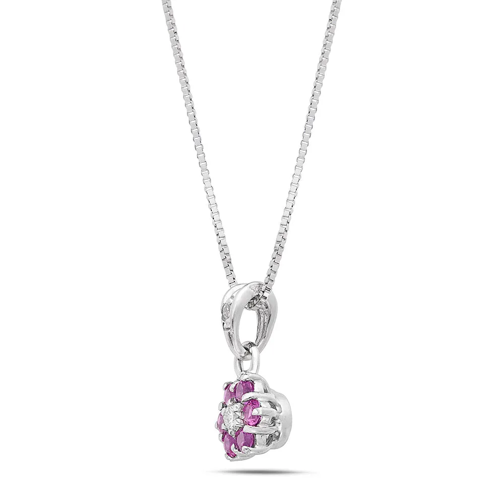 Sinico Flowers Fiore Piccolo Collana oro bianco rubini