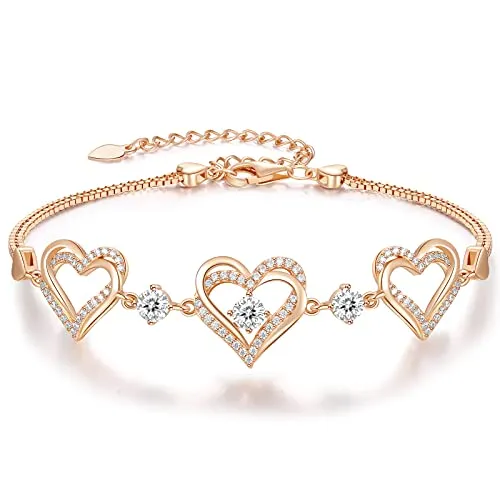 CDE Cuore Bracciale Argento 925 Pietra Zirconia Bianca