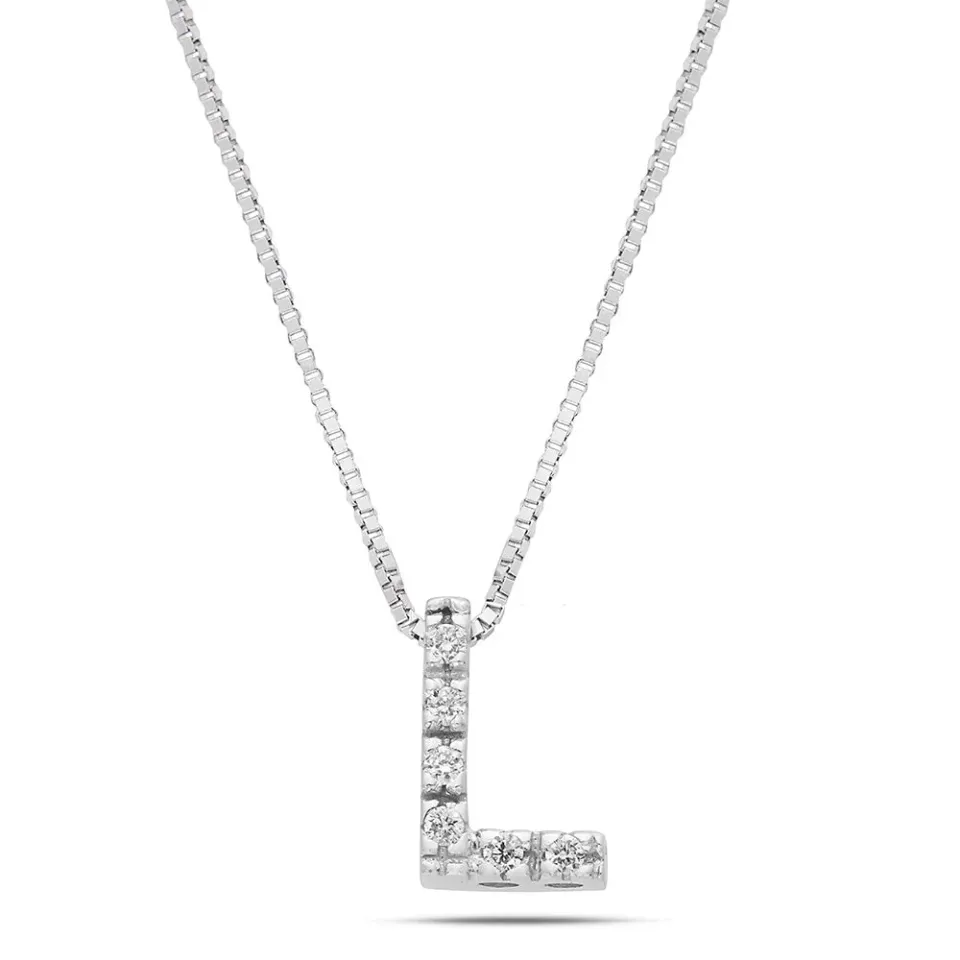 Sinico Letters Collana Lettera L Piccola Oro Diamanti 0,04 ct 42 cm