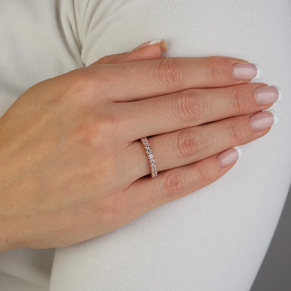 Sinico Eternity anello oro rosa zirconia bianchi misura 14