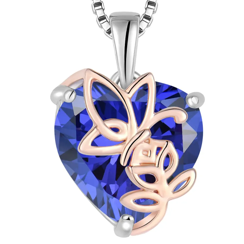 YL Rosa Farfalla Cuore collana argento 925 tanzanite dicembre