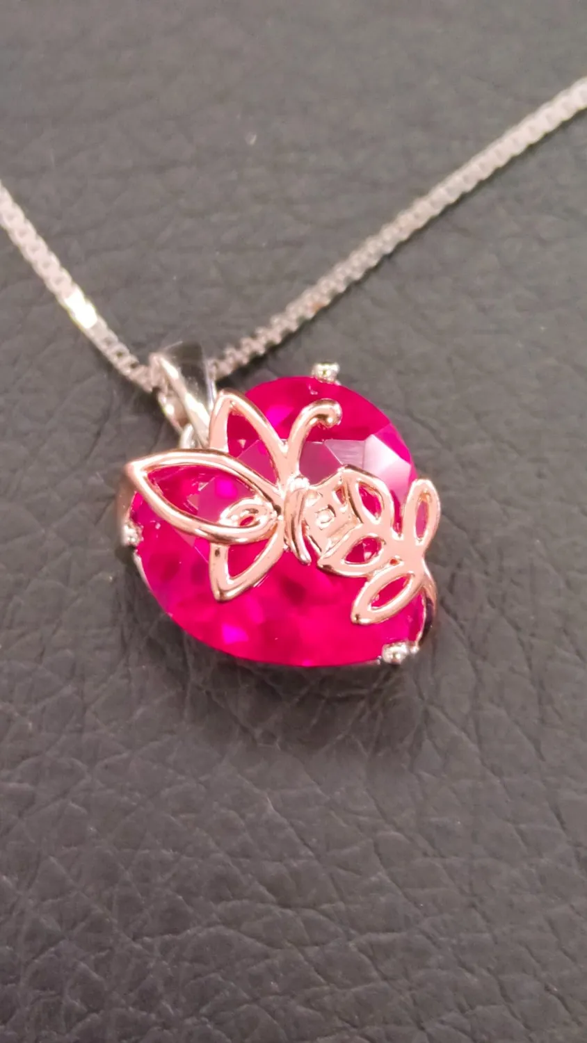 YL Rosa Farfalla Cuore collana argento 925 luglio