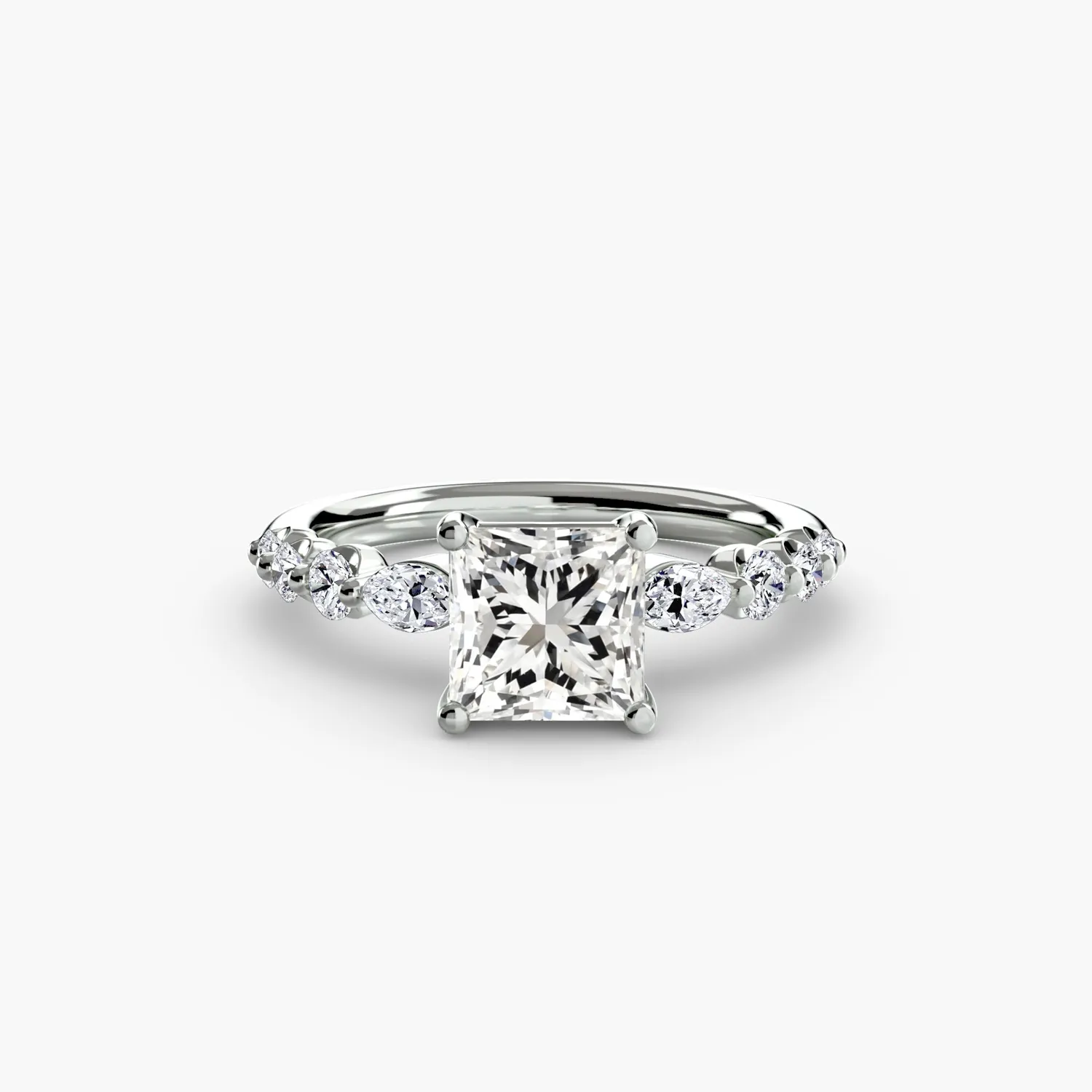 SINICO Tiered Accent Ring anello solitario oro bianco