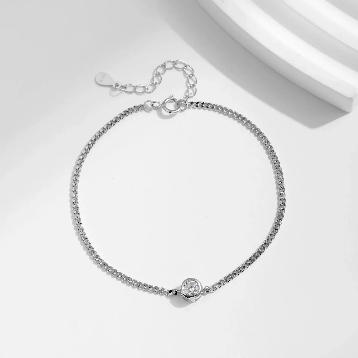 MODIAN Moissanite Bezel Setting bracciale argento 925 0,25 ct