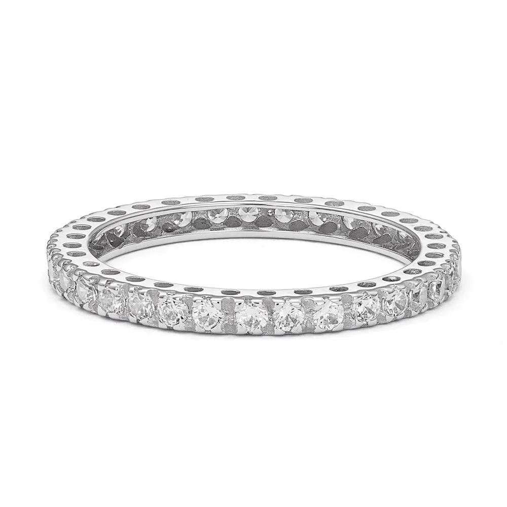 Sinico Eternity griffe anello oro bianco 18kt zirconia bianche