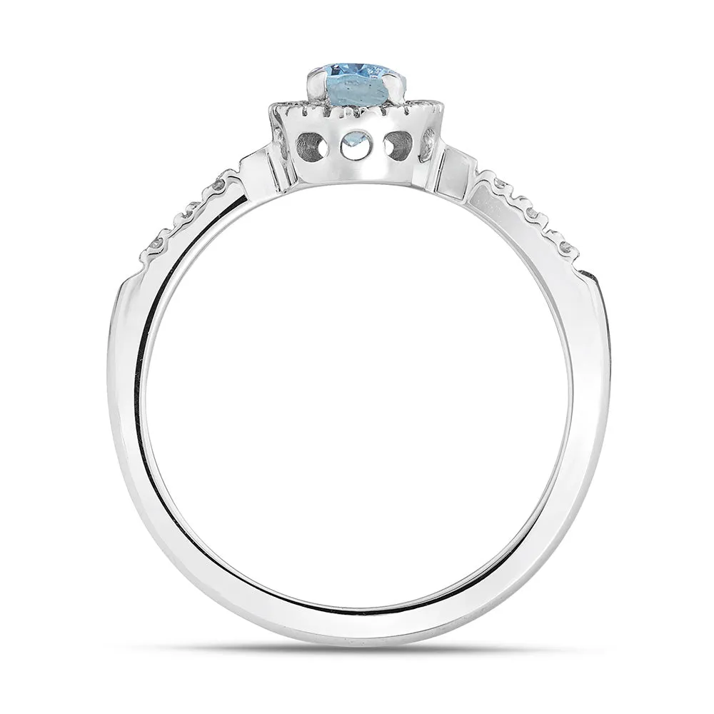 Sinico Idilio Halo anello oro bianco acquamarina