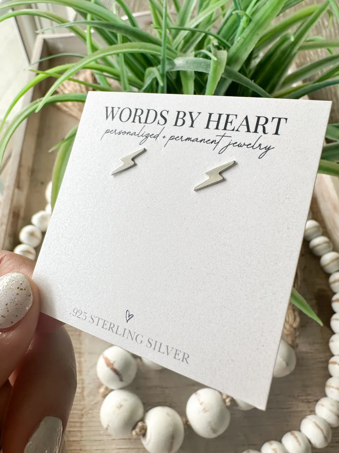 WordsByHeartCo Lightning Bolt orecchini a lobo argento 925 fulmine