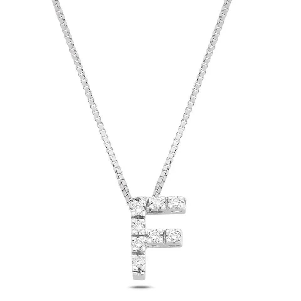 Sinico Letters lettera F collana oro bianco diamanti