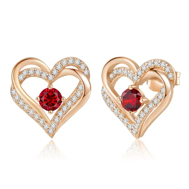 CDE Cuore Orecchini Argento 925 Oro Rosa Lobo