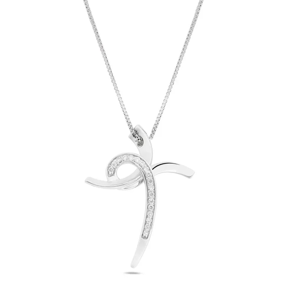 Sinico Mistica Croce collana oro bianco 42 cm diamanti