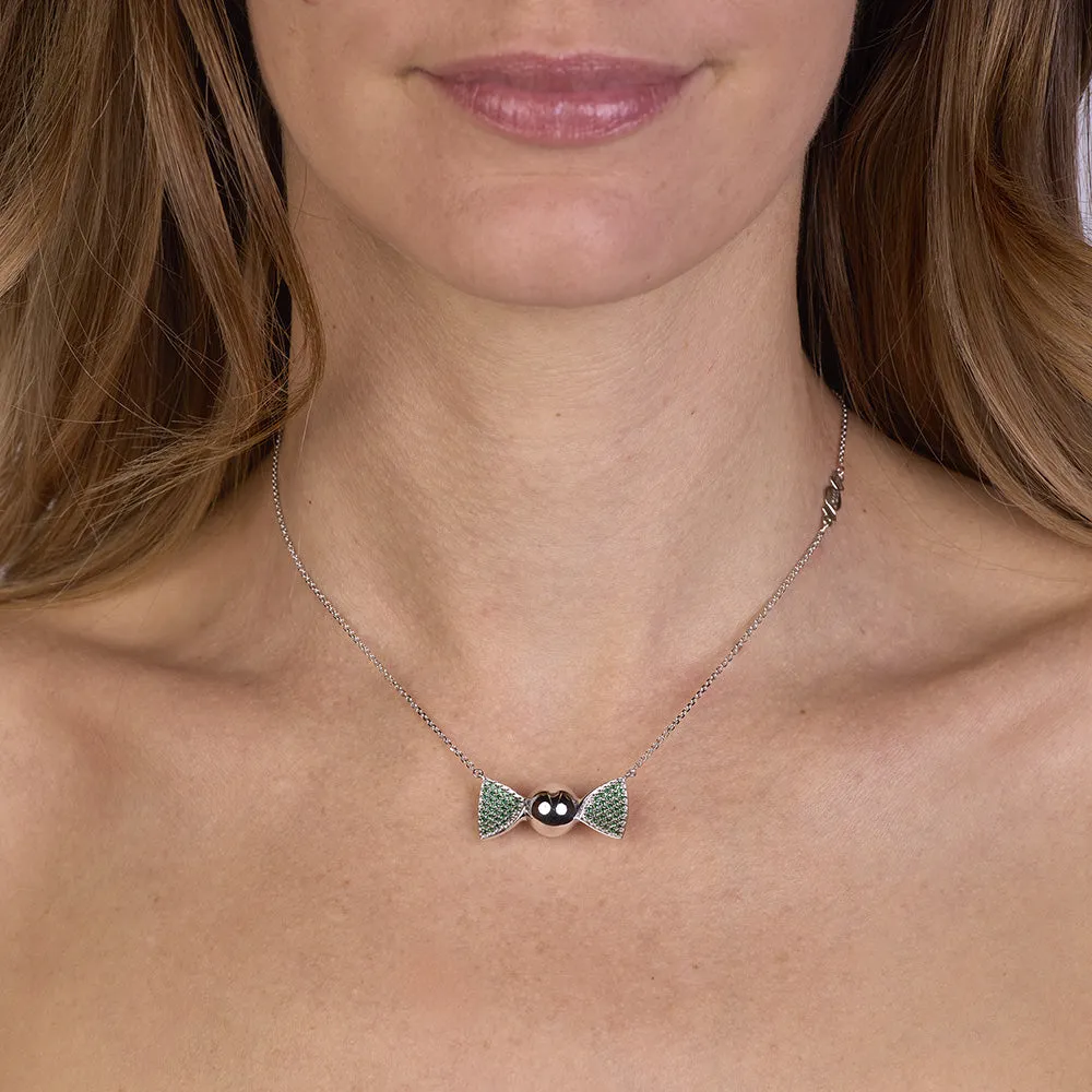 SINICO Chicca Cocoa Easy Green collana argento zirconia verdi