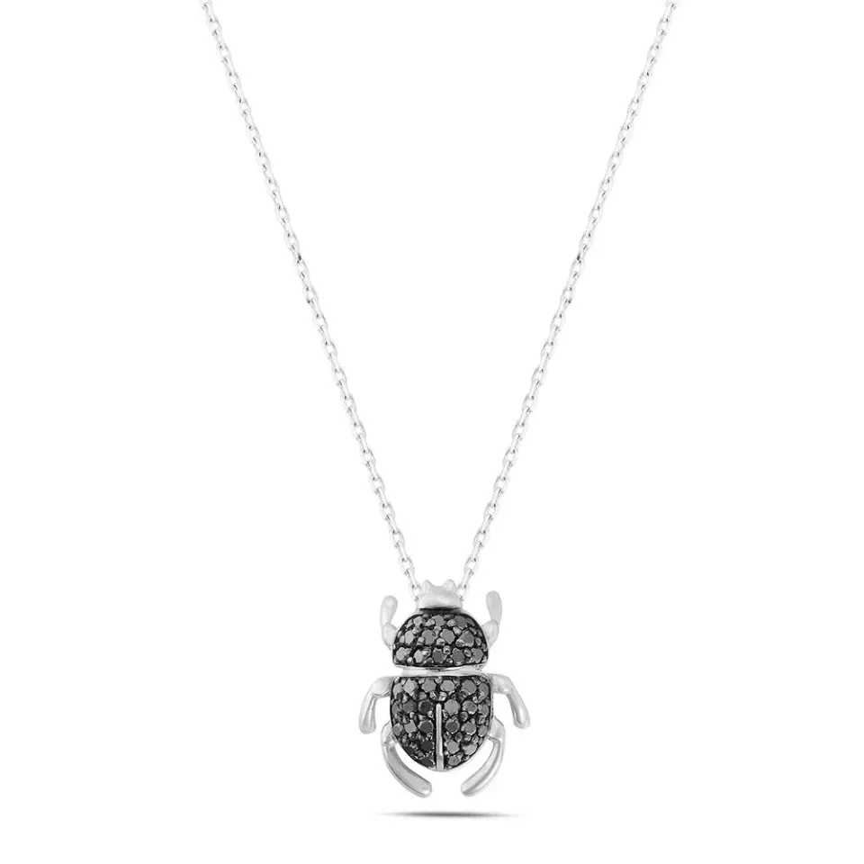 Sinico Good Luck Scarabeo collana oro diamanti neri 42 cm