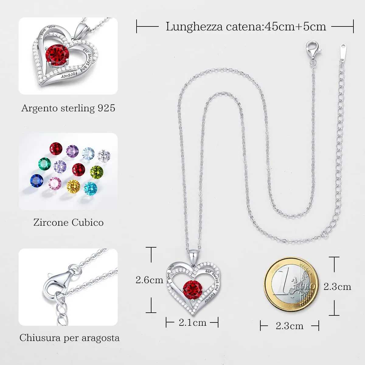 CDE Cuore collana cuore argento 925 da donna