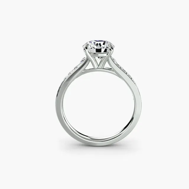 Sinico Solitaire Pave 7 anello oro bianco 14Kt pavé