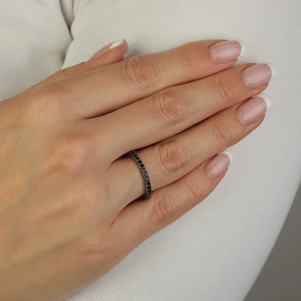 Sinico Eternity Griffe anello oro bianco zirconia neri