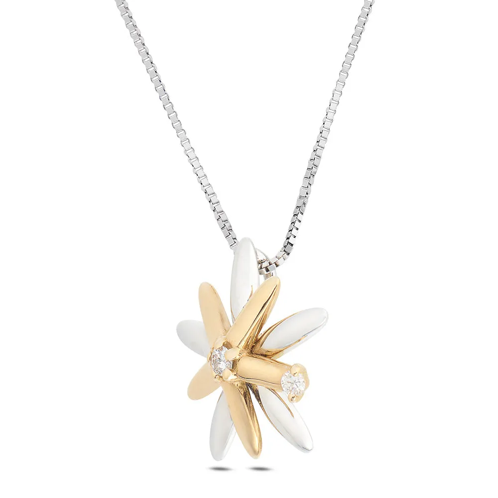 SINICO Coccole collana sole oro bianco rosa con diamanti