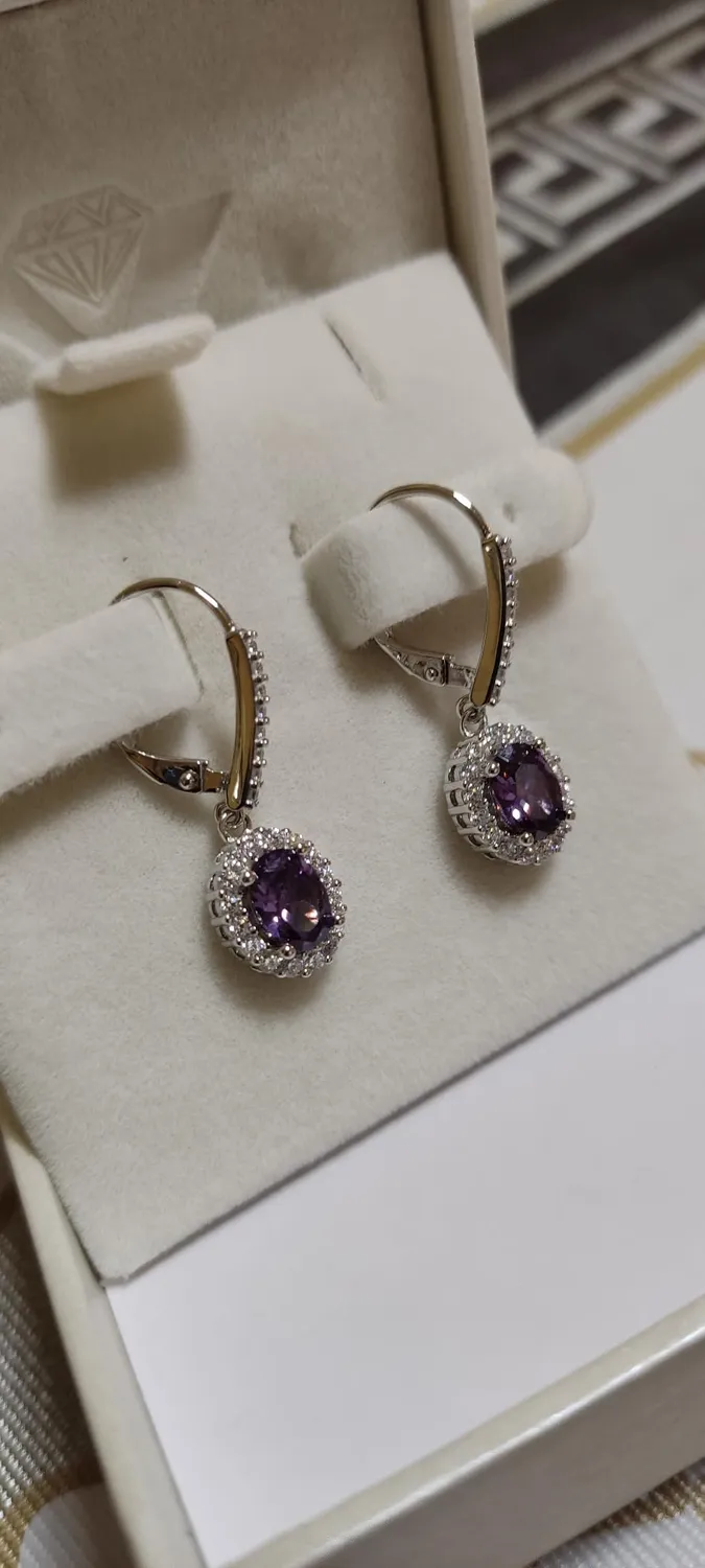 YL Ovale orecchini argento 925 zirconia cubica aprile