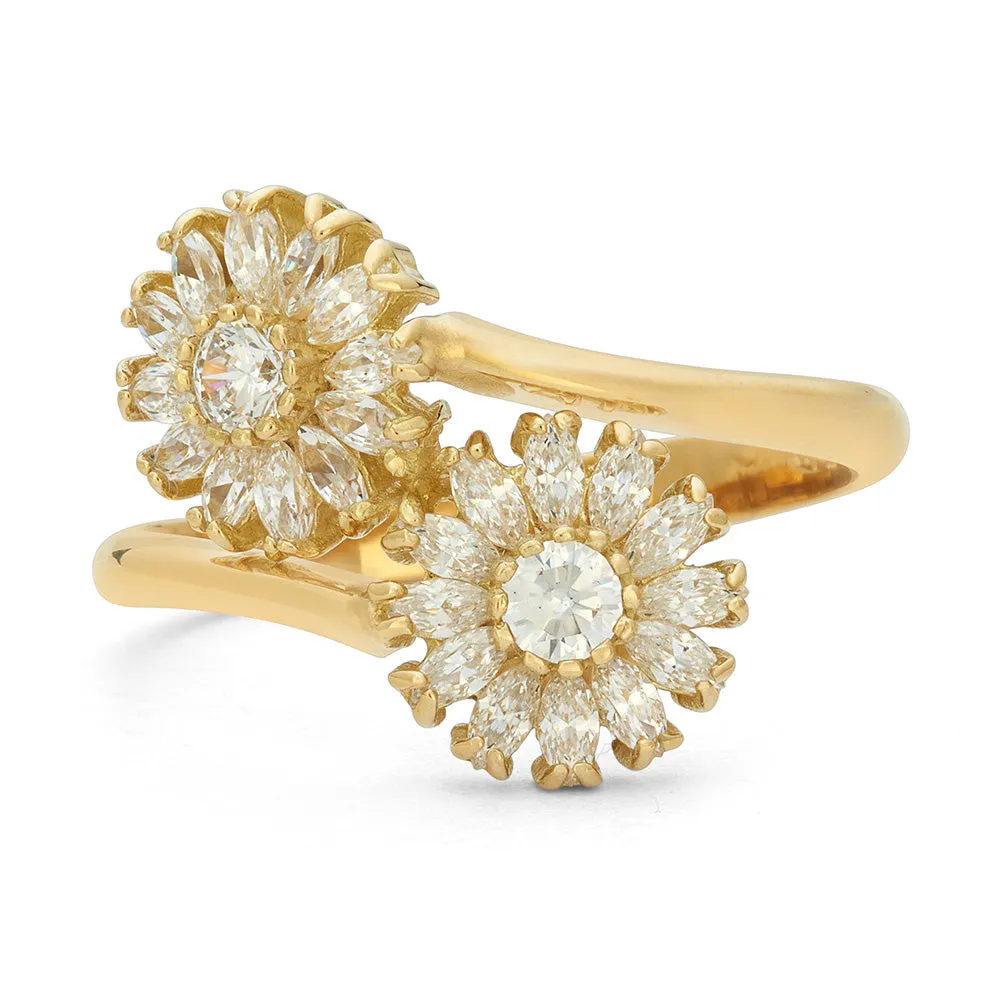Sinico Classic Fiore Contrarie anello oro giallo zirconi