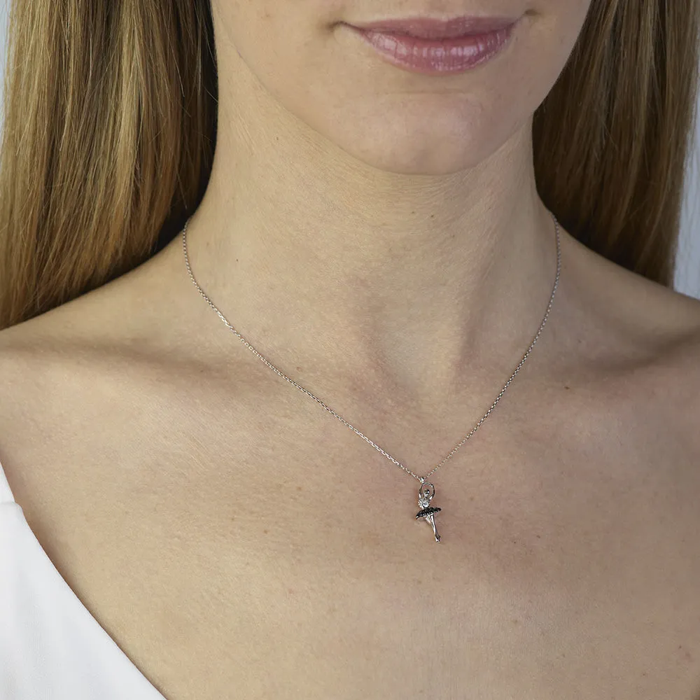 Sinico Dance ballerina piccola collana oro bianco zirconia