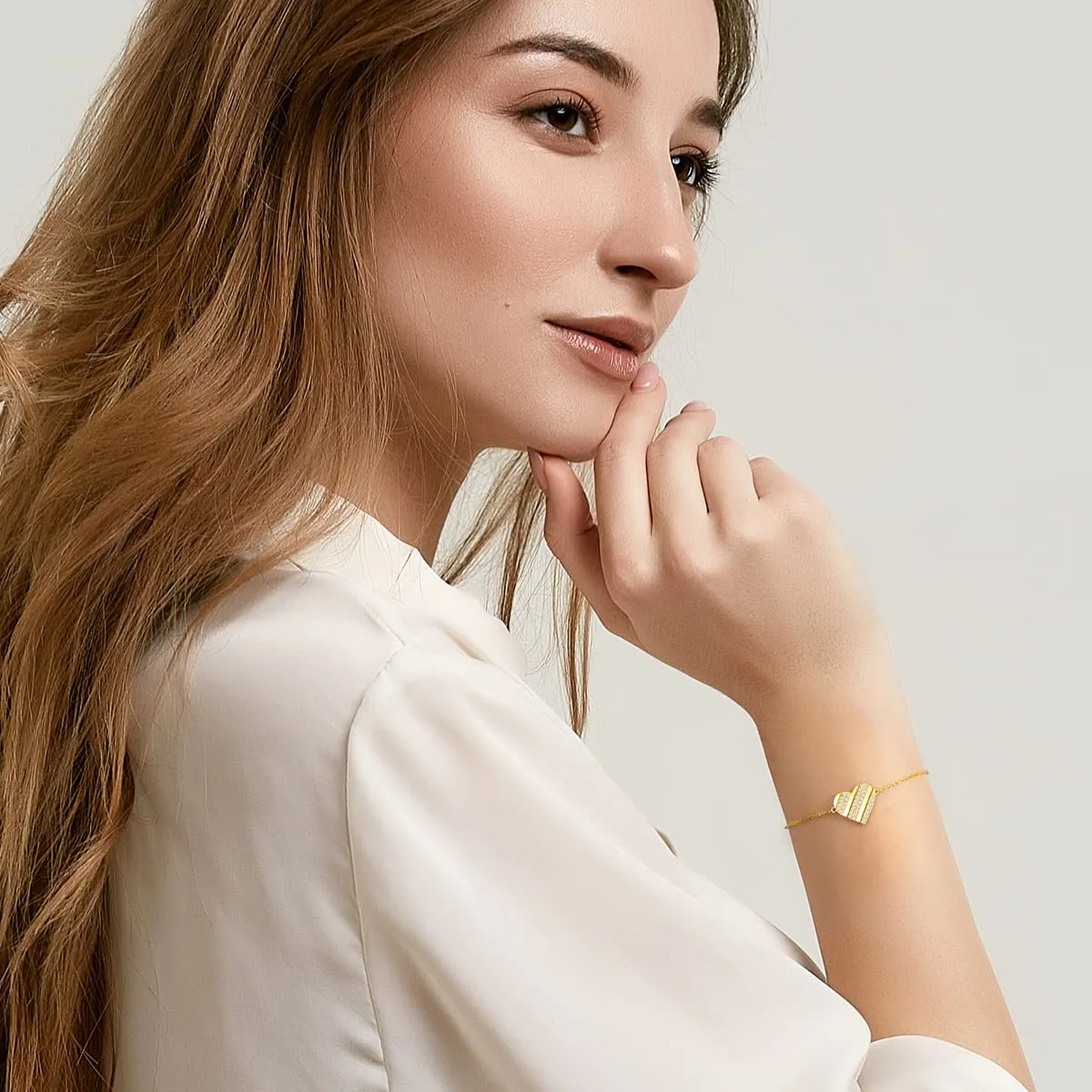 CDE Cuore bracciale zirconi regolabile luminoso