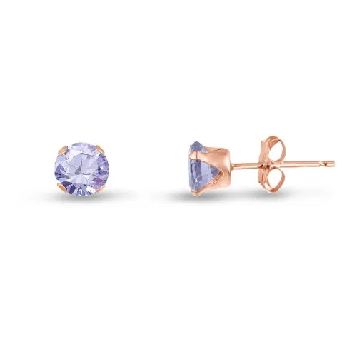 Kezef 2 mm orecchini a bottone oro rosa viola lavanda