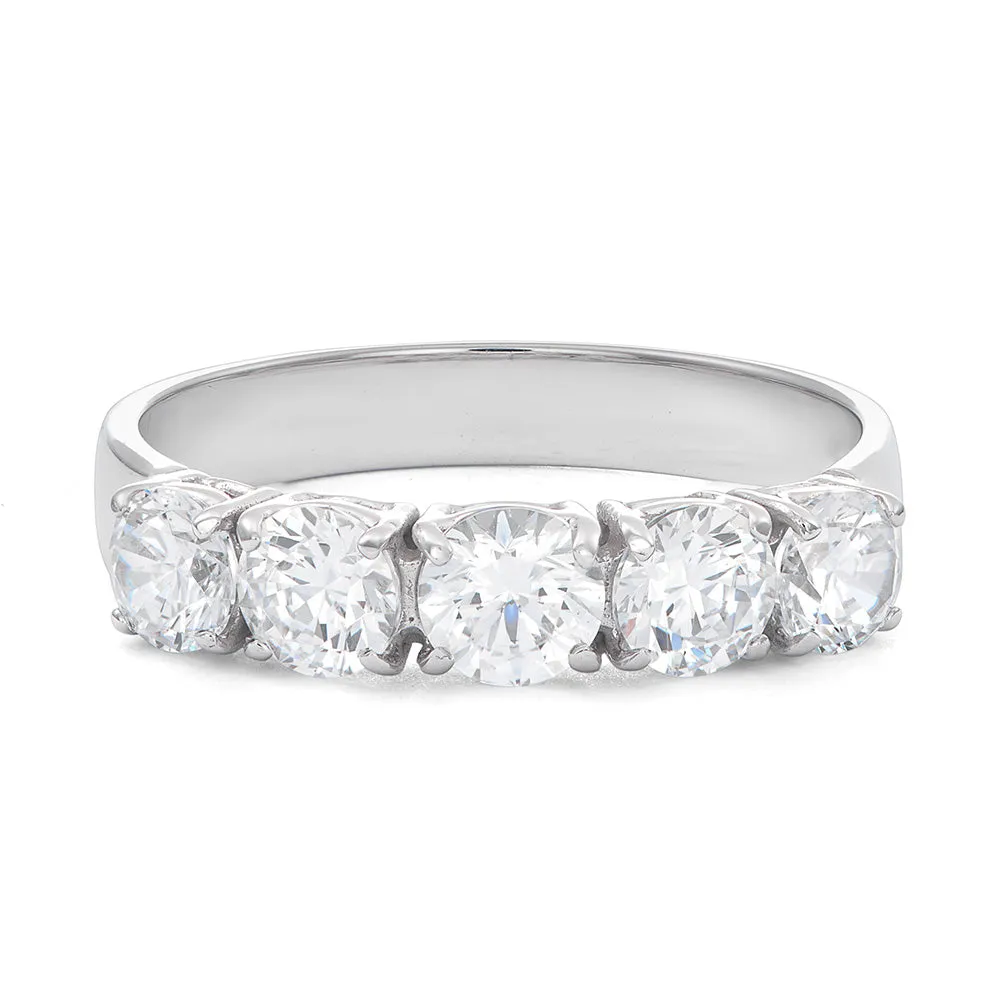Sinico Riviere Classica 5 Pietre anello oro bianco 18kt