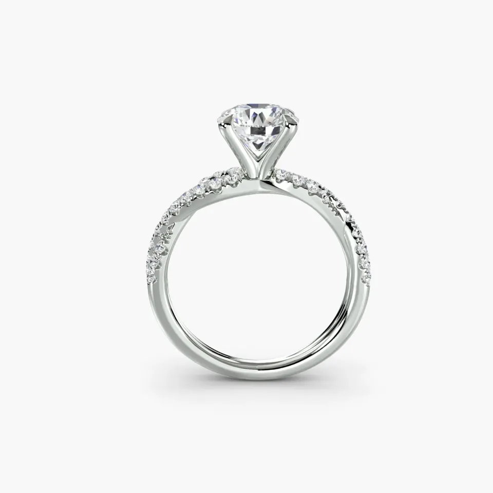 Sinico Twisted Pavé anello solitario oro bianco 14Kt