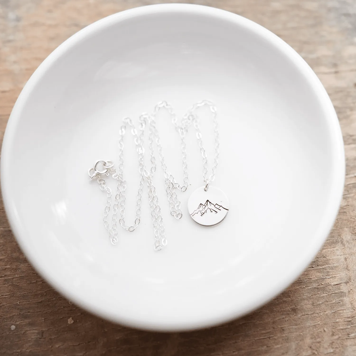 WordsByHeartCo Mountain Range collana disco argento 925 45 cm