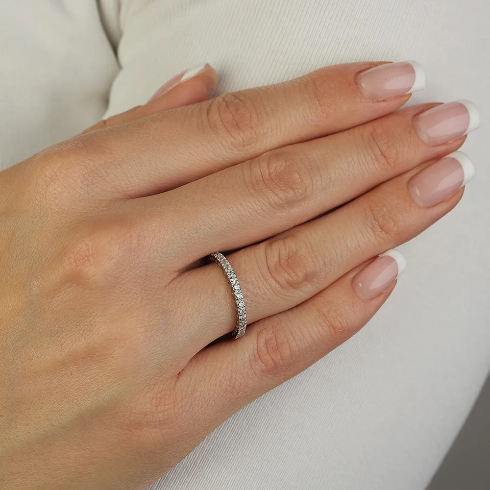 Sinico Eternity griffe anello oro bianco 18kt zirconia bianche