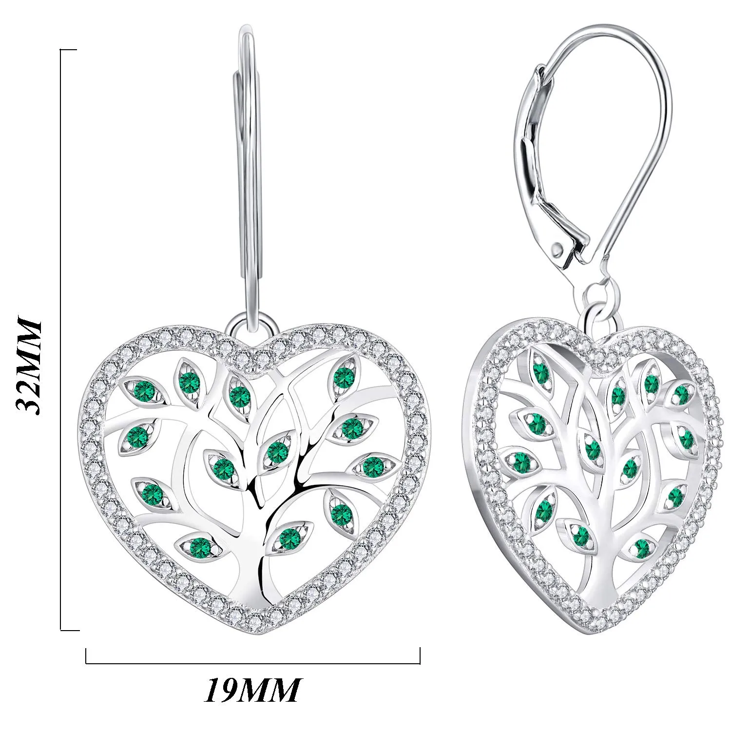 YL Albero della Vita Orecchini Argento 925 Verdi