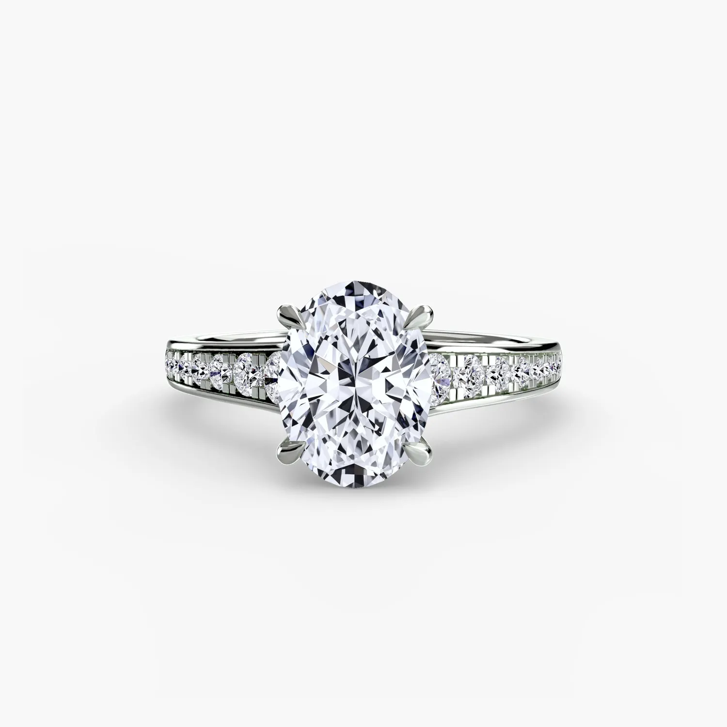 Sinico Solitaire Pave 7 anello oro bianco 14Kt pavé