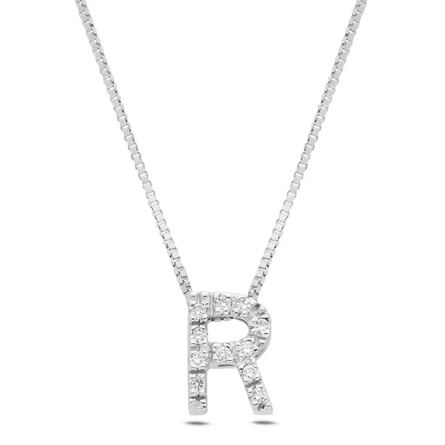 Sinico Letters collana lettera R oro bianco diamanti 40 cm