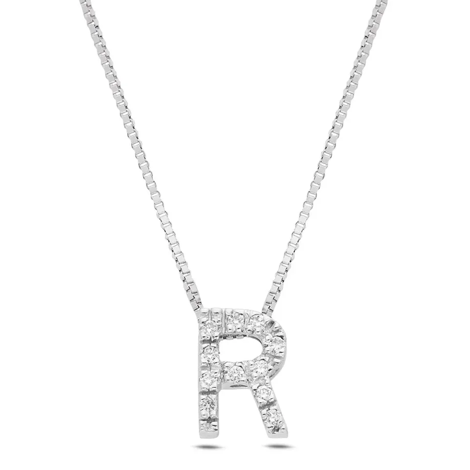 Sinico Letters collana lettera R oro bianco diamanti 40 cm