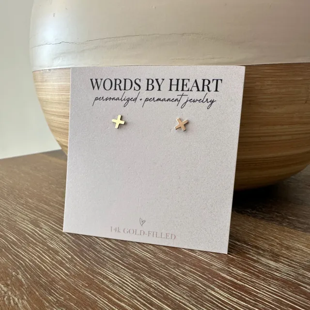 WordsByHeartCo Mini X orecchini stella argento luce