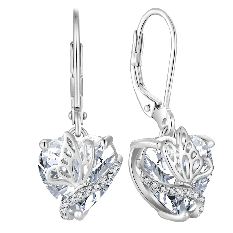 YL Cuore Farfalla orecchini argento 925 pietra nascita