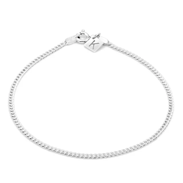 KEZEF Bracciale Catena Cubana Argento 925 2 mm