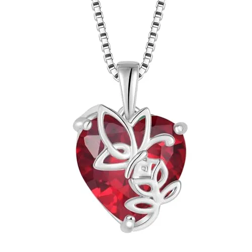YL Collana Farfalla Cuore Argento 925 Rubino Luglio