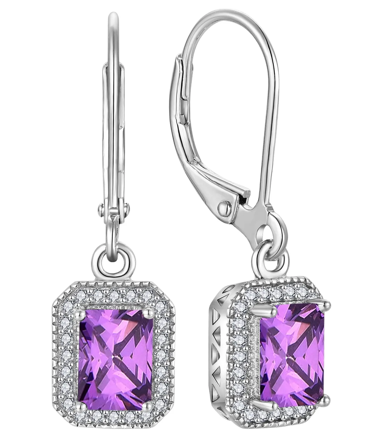 YL Rettangolare orecchini argento zirconia aprile