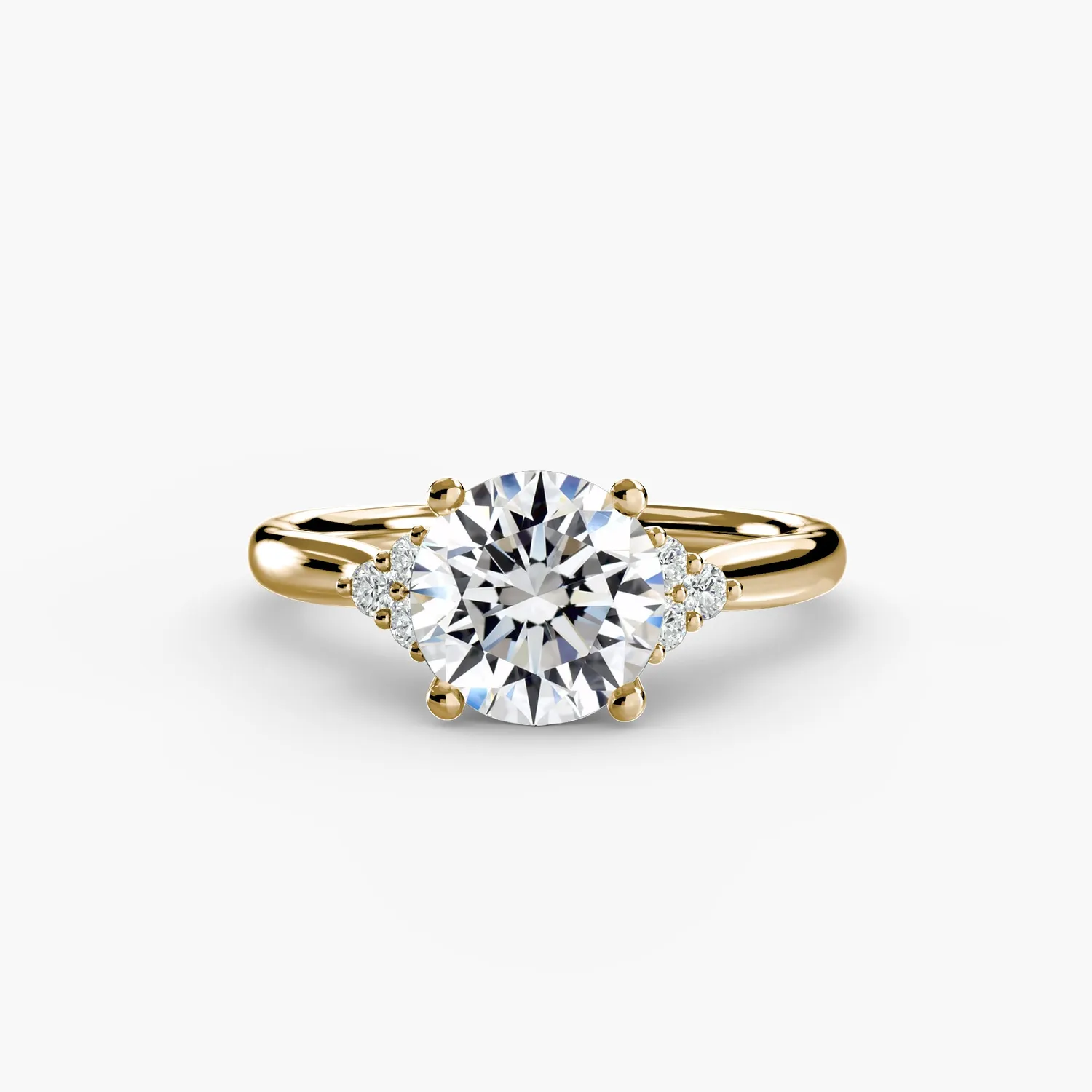 SINICO Cluster Shoulders anello solitario oro bianco 18Kt tondo