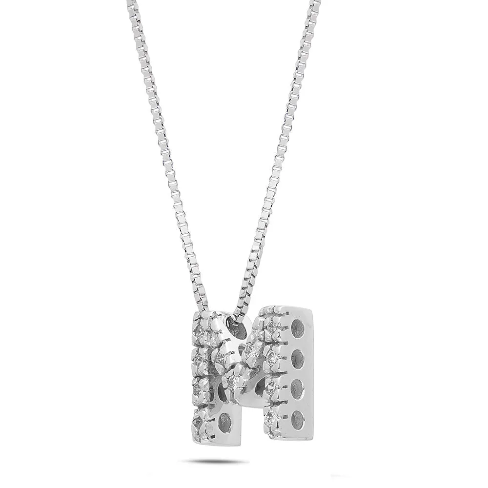 SINICO Letters collana lettera piccola M in oro con diamanti