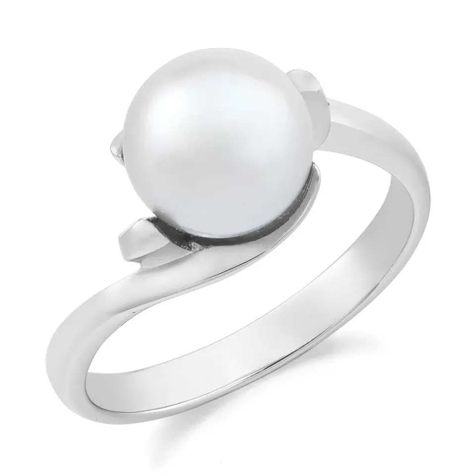 Sinico Perle anello oro bianco perla bianca misura 14