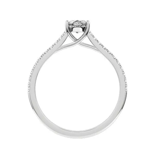 Sinico Promesse Anello Fidanzamento Ovale Oro Bianco 12,5 Diamante
