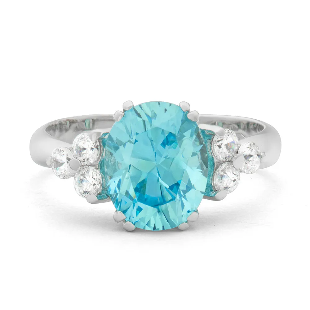Sinico Princess anello oro bianco zircone azzurro