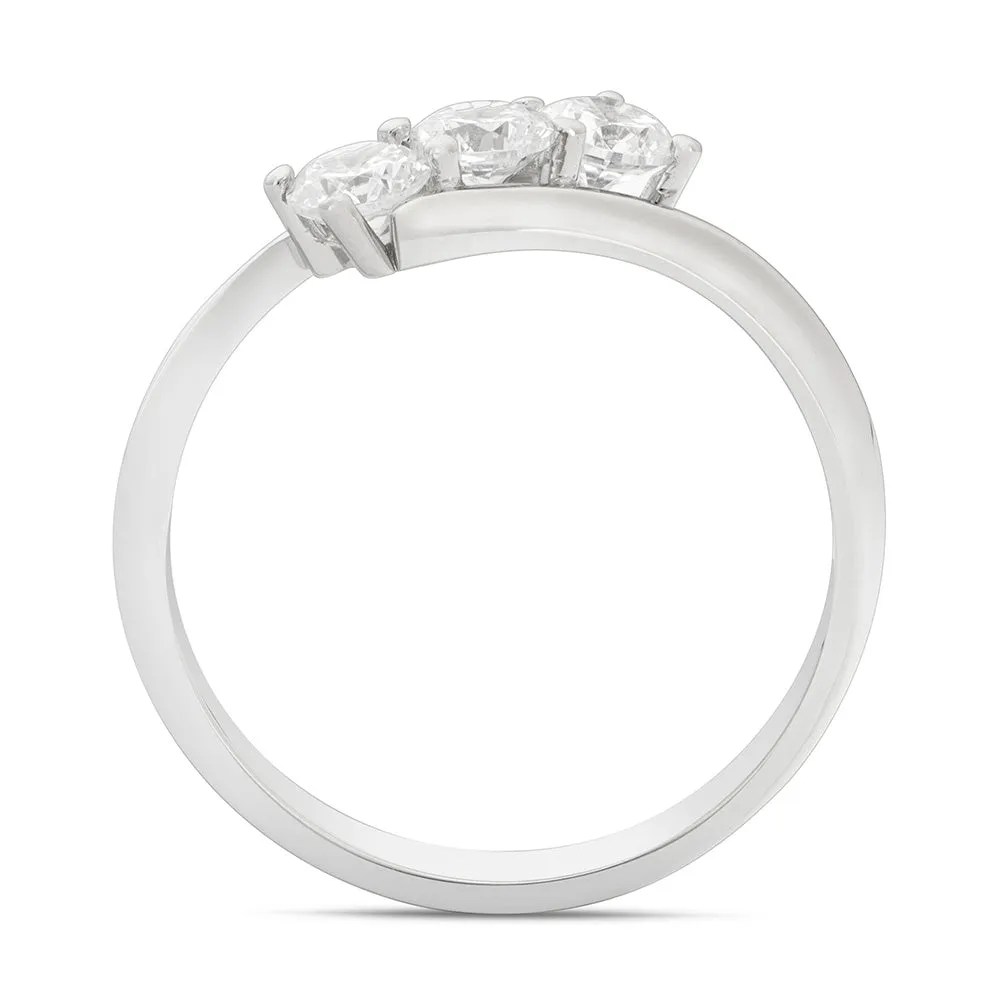 Sinico Trilogy anello onda oro bianco zirconia